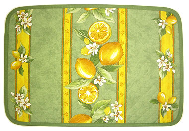 Provence quilted Placemat (lemons. mint green)